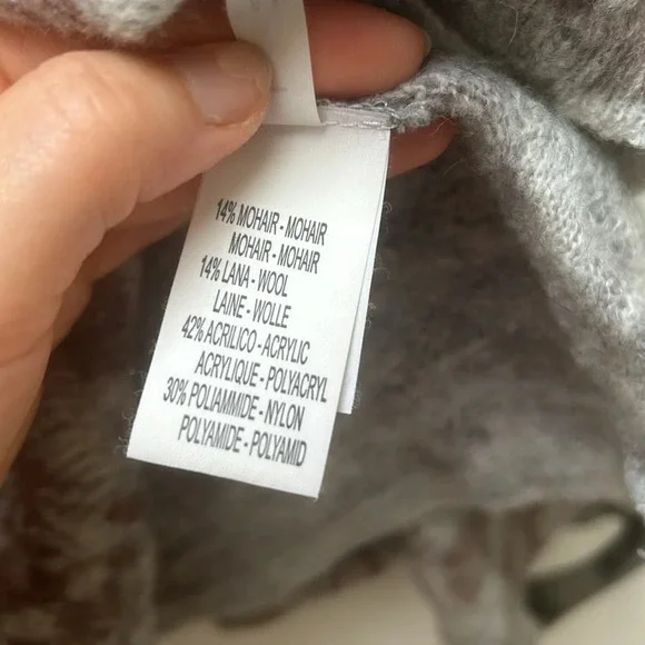 Susy Mx Grey floral sweater tunic, mohair wool blend, asymmetrical, size medium - Picture 6 of 8